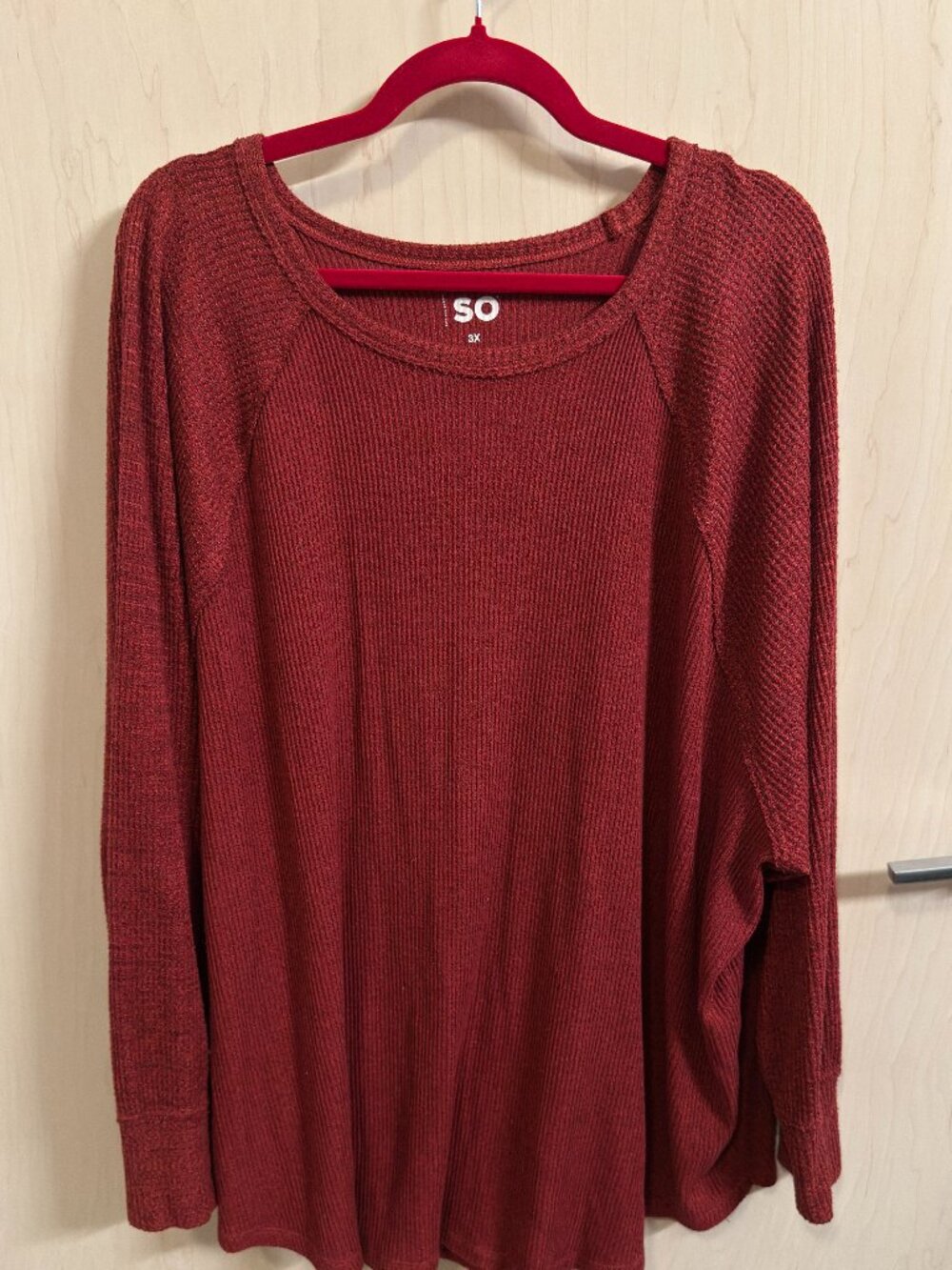 SO Red Waffle Top